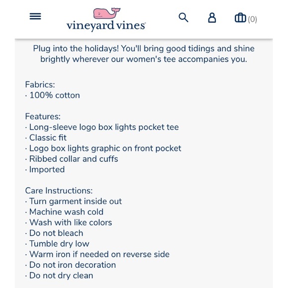 Vineyard Vines Hot Pink Christmas Lights Logo Long Sleeve Pocket Tee T-Shirt - Picture 5 of 7